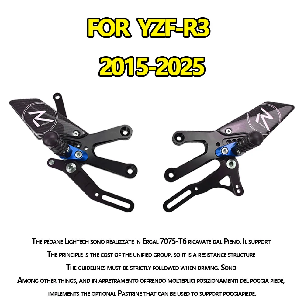 

MTKRACING For YAMAHA YZF-R3 2015-2025 Rear Sets Heighten Pedal Adjustable Rearsets FootPegs Shift Lever Brake Kit