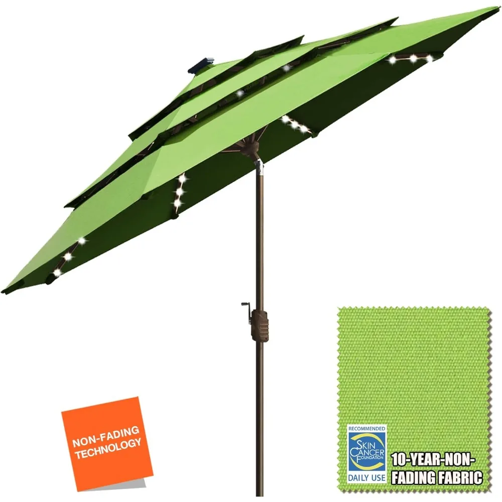 

Non-Fading Solar 9ft 3 Tiers Market Umbrella with 80 LED Lights Patio Umbrellas Outdoor Table with Ventilation