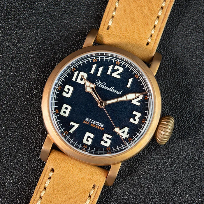 Hruodland Men Automatic Watch Pilot 43MM Bronze Mechanical Wristwatch Diver 20Bar BGW-9 Luminous Sapphire Mirror PT5000 SW200