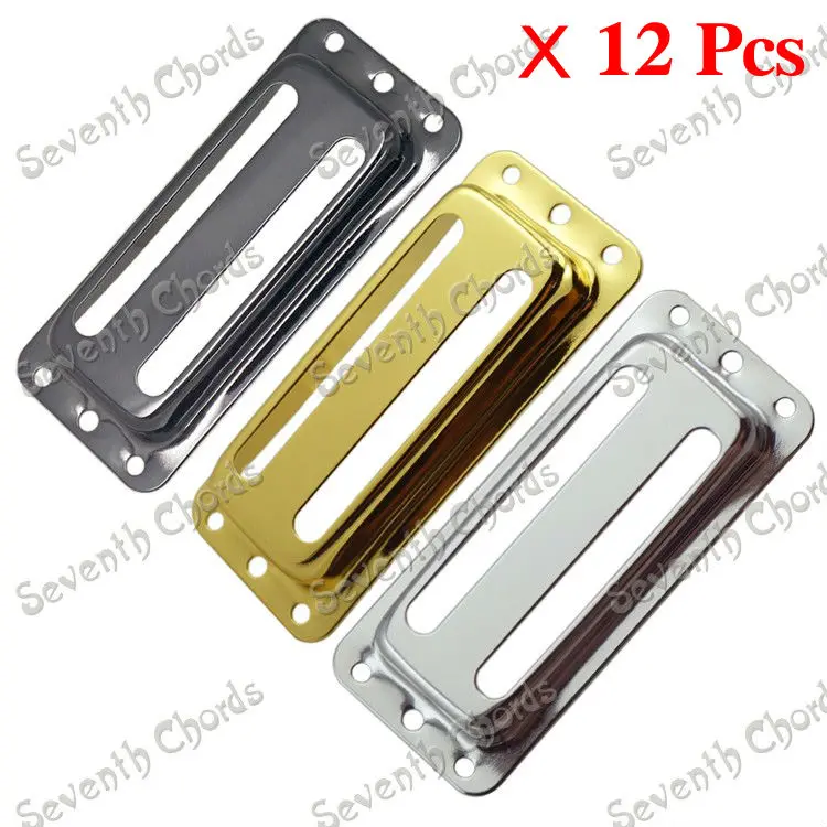 

12 Pcs 3 Colors Brass Pickup Humbucker Covers /Lid/Shell/Top For Electric Guitar - Two-line Hole - Chrome - Black - Gold