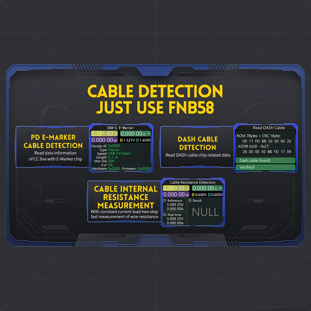 FNB58 USB Tester Digital Voltmeter Ammeter Tester Type-C Fast Charging QC/PD Detection Trigger Capacity Measurement Accessories