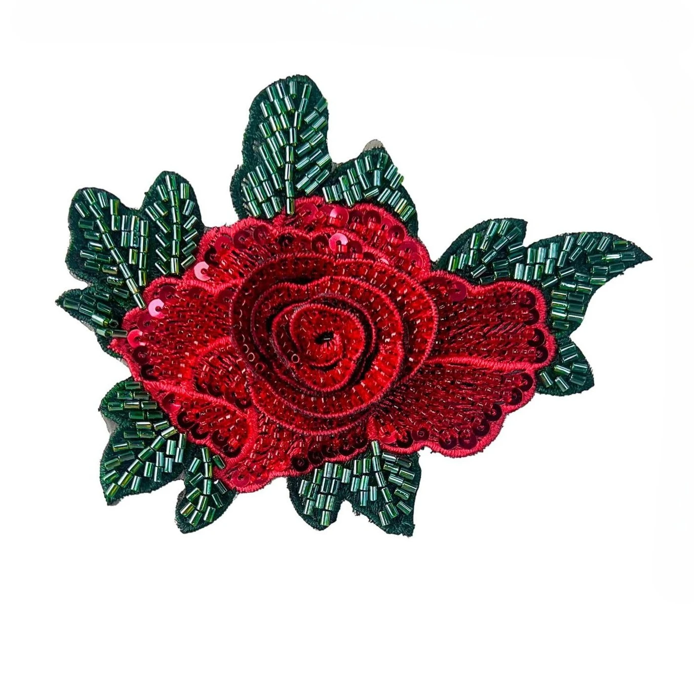 3D Handmade Beaded Rose Applique Brooches Embroidered Fabric Patches for Kids' Clothing, Dresses, Hair Accessories & DIY Crafts