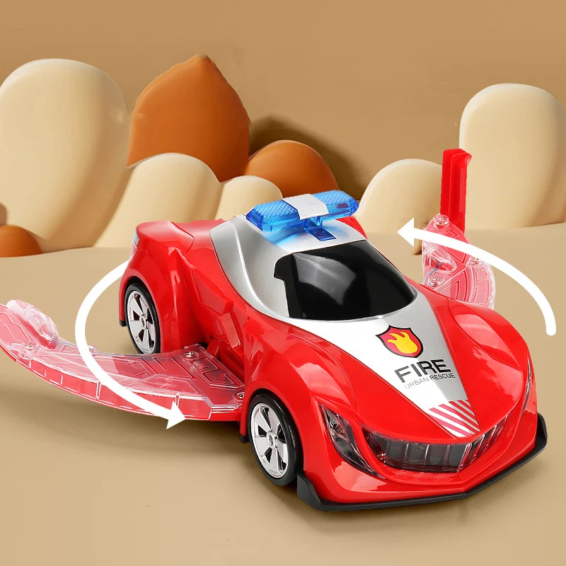 หม้อแปลงไฟฟ้า Racing Car Fire Engine ของเล่นเด็กการศึกษาของเล่นรถพร้อมไฟและเพลง Universal ล้อรถดับเพลิงไฟฟ้า