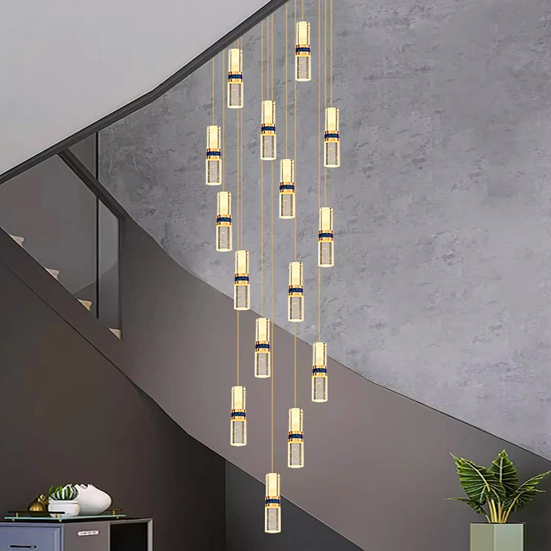 Imagem -04 - Modern Crystal Chandelier For Home Decoration Stair Pendant Lamp Living Room Pendant Lights Iluminação Interior