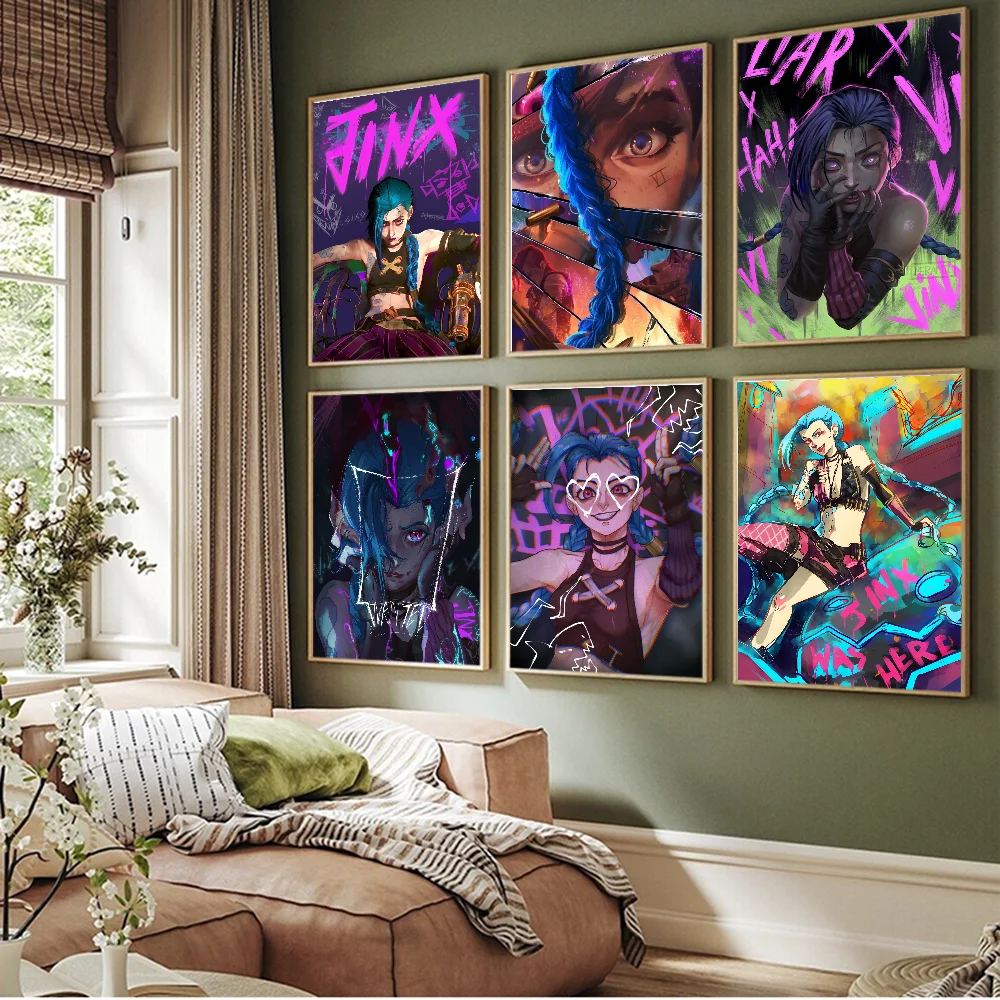 Anime Game Arcane L-LOL Jinx Poster Classic Vintage Posters HD Quality Wall Art Retro Posters for Home Room Wall Decor