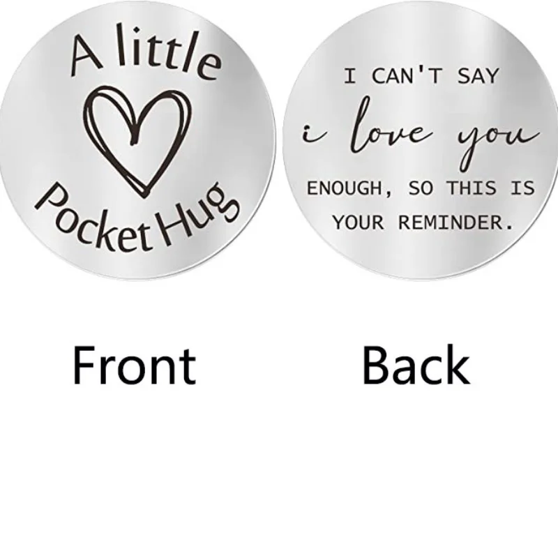 1PC Pocket Hug Token I Love You Long Distance Gifts Stainless Steel Double Sided Keychain