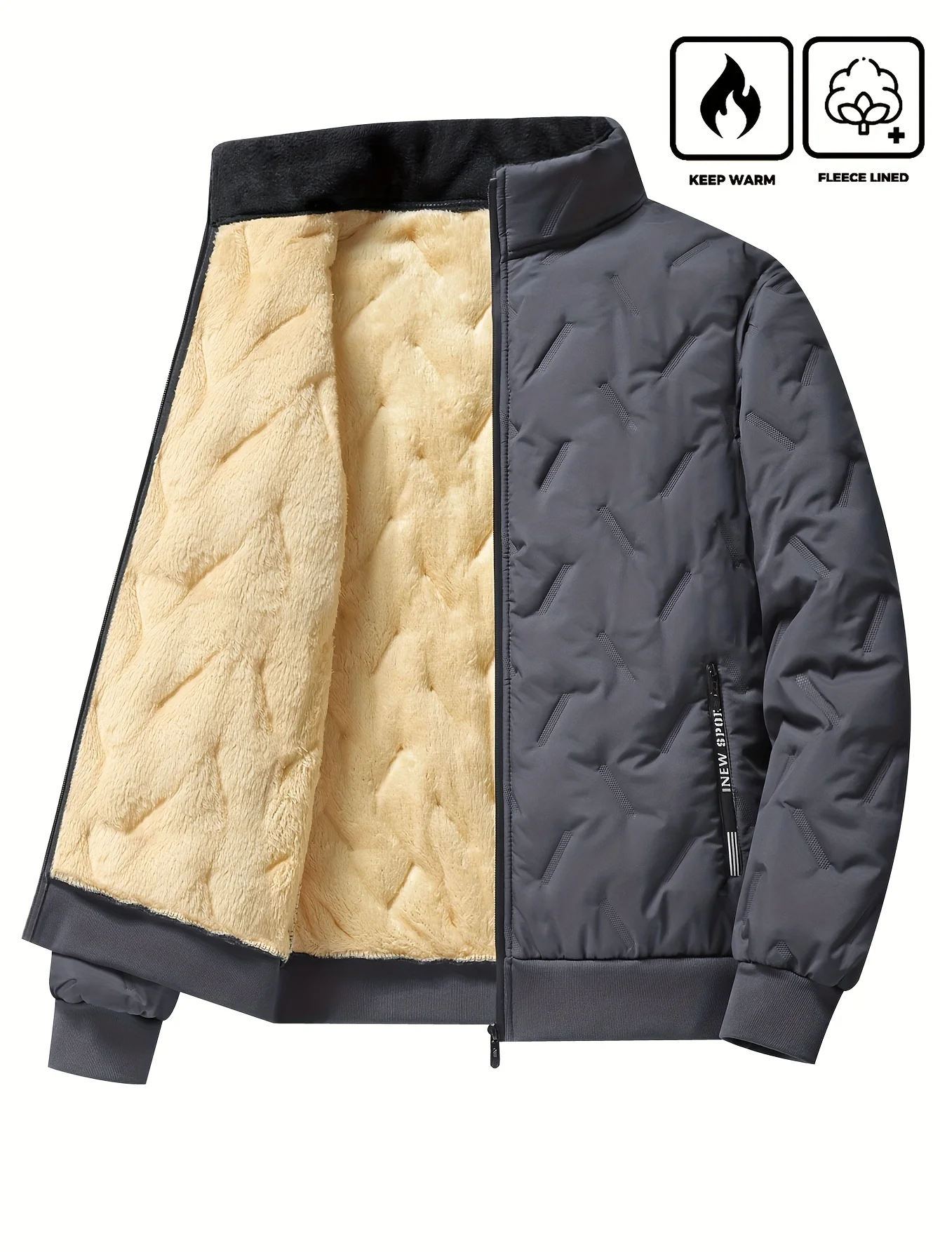 Wintermantel Herren Fleece Sportbekleidung Herren Baumwoll-Kapuzenjacke Herrenbekleidung Langer Parka Mantel Herren Warme Jacke – Detail 10