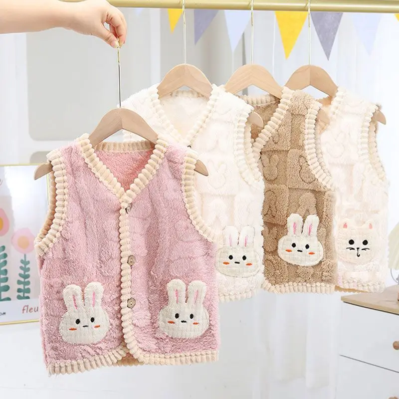 

Girls' Vest Autumn Winter Foreign Style Plush Jacket, Female Baby, Wearing Camisole Protect The Belly Waistcoats