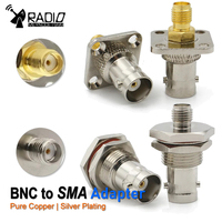 1PCS  Q9 BNC To SMA Adapter BNC Female To SMA Female 4 Holes Flange Straight RF Coaxial Connector Wire Terminals