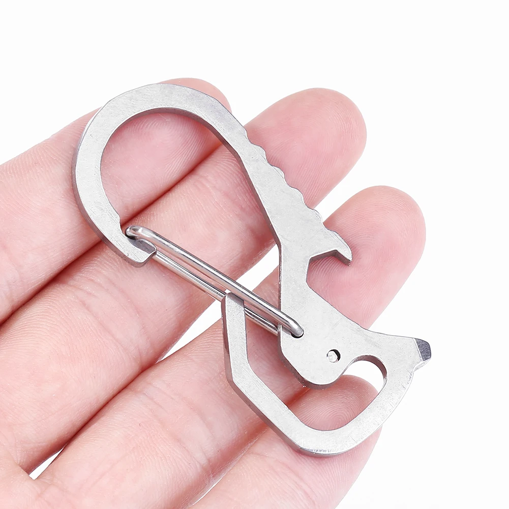 Keyring Bottle Opener Stainless Steel Pocket Keychain Carabiner Multifunctional Mountaineering Buckle Practical Hiking Equipment