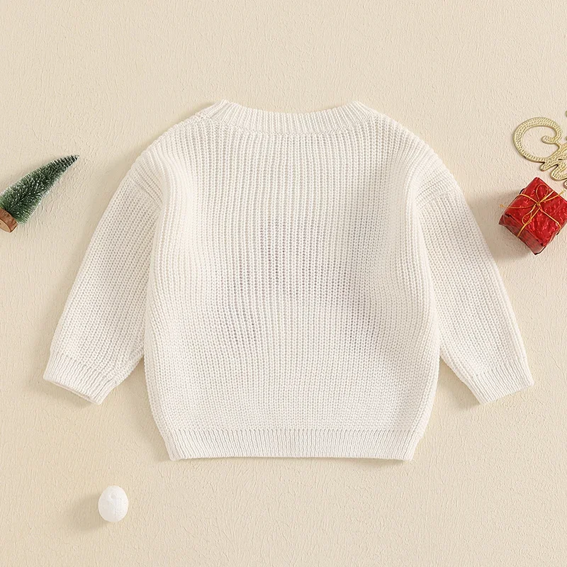 Kid  Winter Fall Clothes Boy Girl Christmas Sweater Letter Embroidery Pullover Knit Pullover Tops