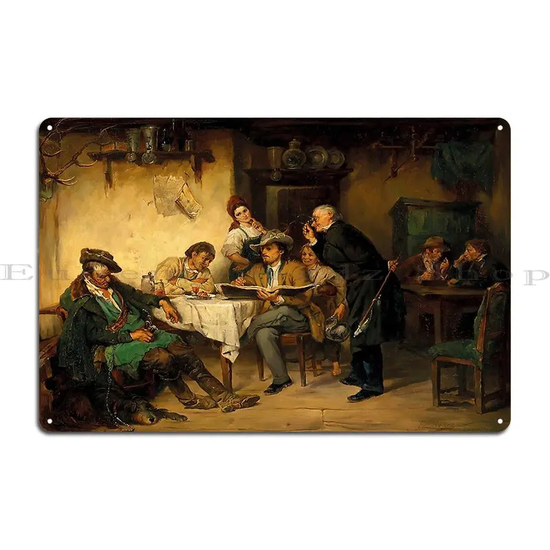 A Painter In A Tavern Friedrich Von Keller 1876 German Art Metal Plaque Poster Living Room Personalized Printing