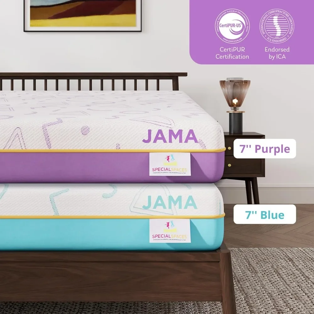 Colchão Queen de 7 polegadas para crianças, colchões de beliche de espuma viscoelástica com protetor de colchão em uma caixa, camas infantis