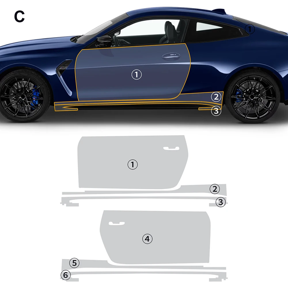 

TPU Paint Protection Film For 2021-2025 BMW M4 Coupe G82 Scratch-Resistant Self-Healing Invisible Pre-cut PPF ﻿Kit