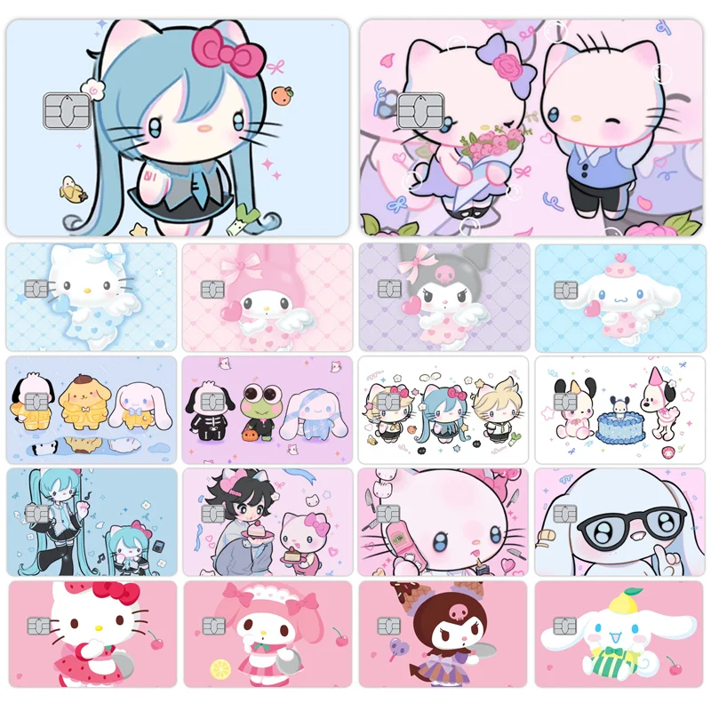 

Hello Kitty Kuromi Cinnamoroll Cute Cartoon Credit Card Skin Stickers for VISA Bank Card Bus Metro Card Cover Case Sticker Decal