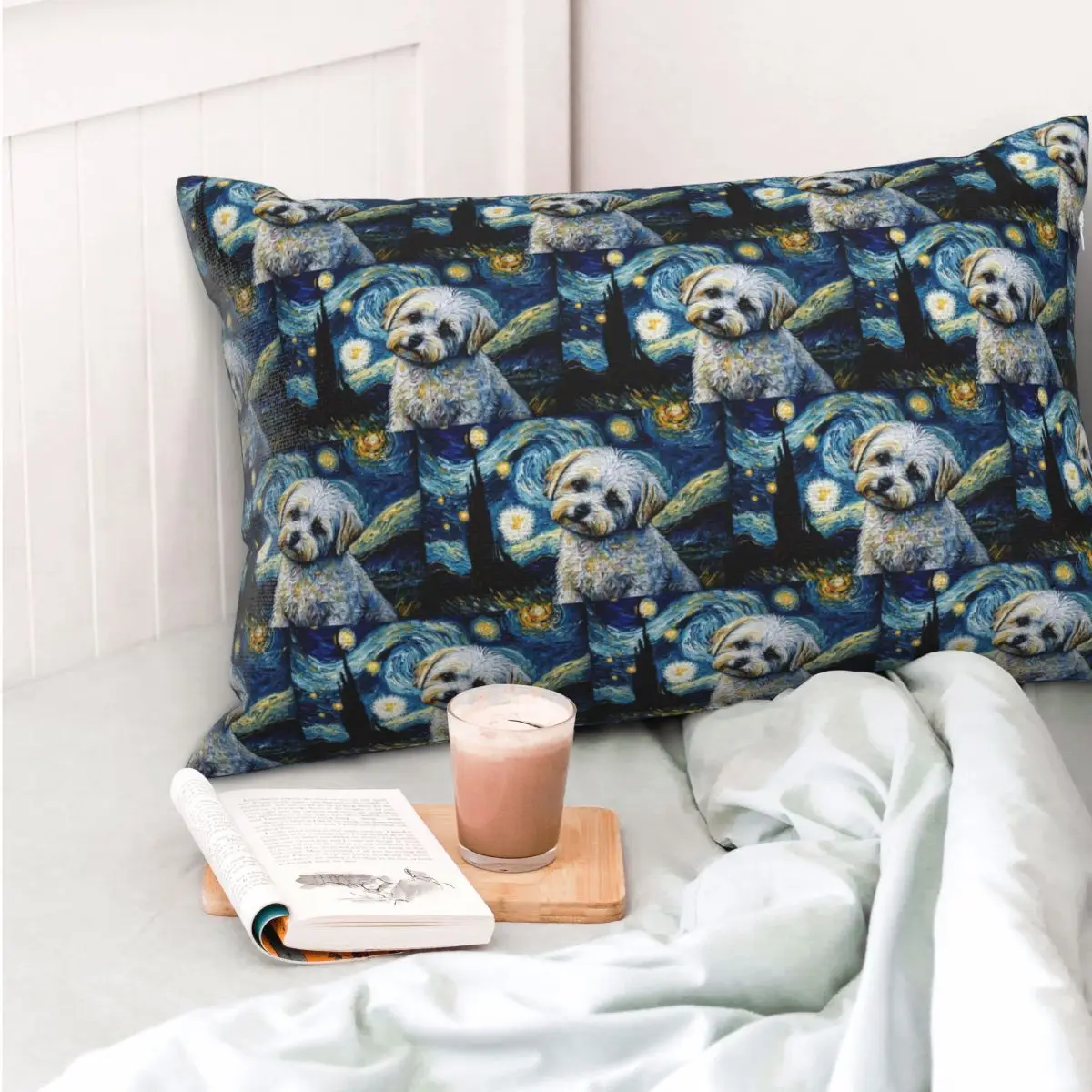 

Maltese Terrier Puppy Starry Night Rectangle Pillowcase Cushion Cover Decorative Bedroom Bed Home Comfort Throw Pillow