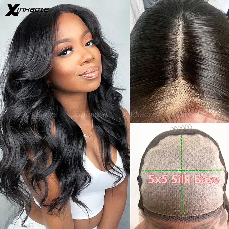 5x5 Silk Top Closure Wigs Brazilian Body Wave Remy Human Hair Wigs Pre-Plucked With Baby Hair HD Transparent 13x6 Lace Front Wig