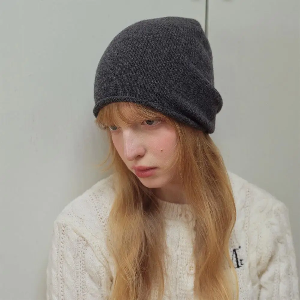 

Solid Color Pullovers Hat Outdoor Casual Keep Warm Turban Cap Wool Knitted Slouchy Beanie Hat Curled Knit Cold Cap Women Men Hat