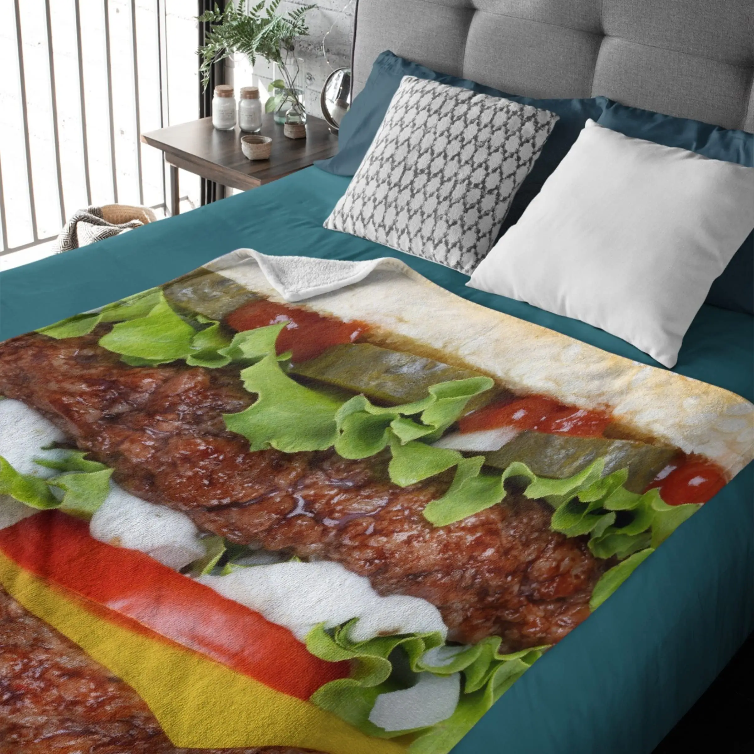 Miękka flanelowa koc hamburgerowy zabawny kreatywny 3D realistyczny koc do jedzenia spersonalizowane nowe koce prezenty dla dzieci dorosłych