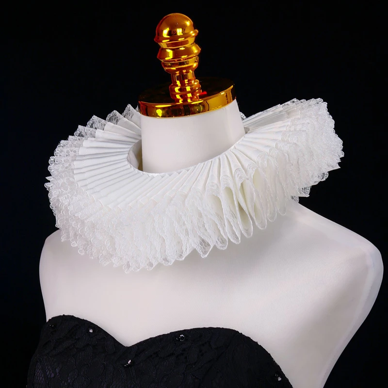 Neck Ruff Detachable Exaggerated Fake Collar Opera Performance Costume Renaissance Ruffle Lace Queen Neck Collars