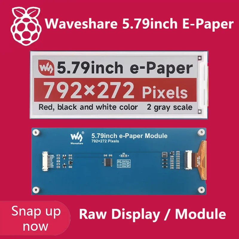 

Модуль электронной бумаги Waveshare 5,79 дюйма (B), дисплей E-ink, 792x272, красный/черный/белый, интерфейс SPI для серии Raspberry Pi/Jetson