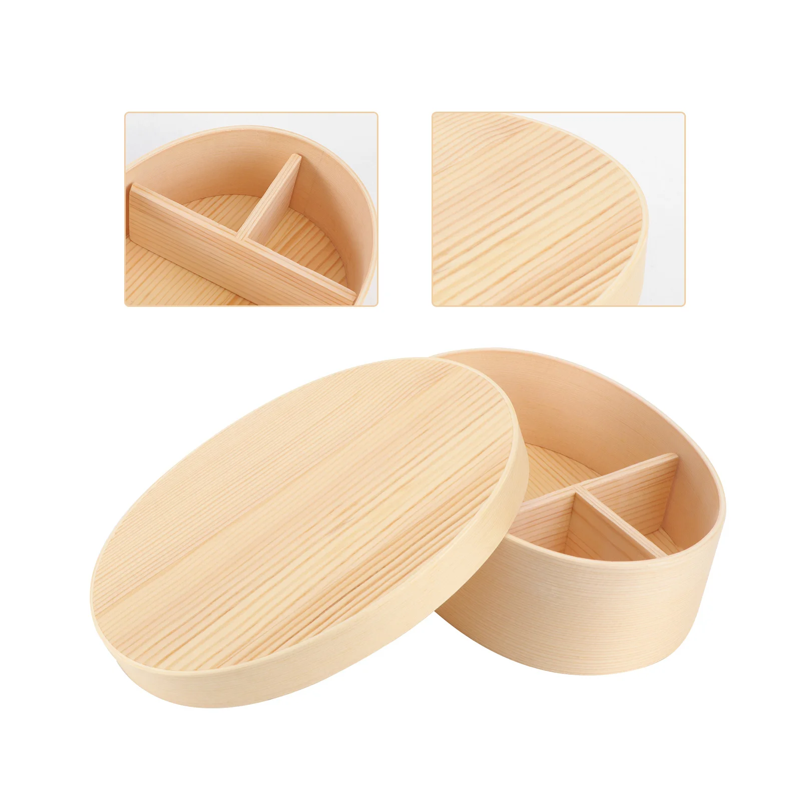 

3-Grid Wooden Bento Box Single Layer Food Carrier Portable Lunch Container Insulated Single Layer Bento Box