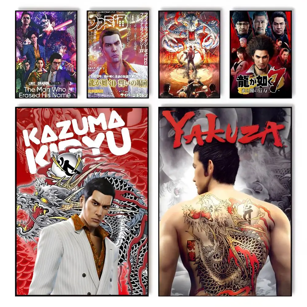 ياكوزا مثل التنين لعبة ملصق فني قماش HD ورق طباعة جمالي جدار الفن لغرفة المعيشة بار ديكور المنزل الموضة