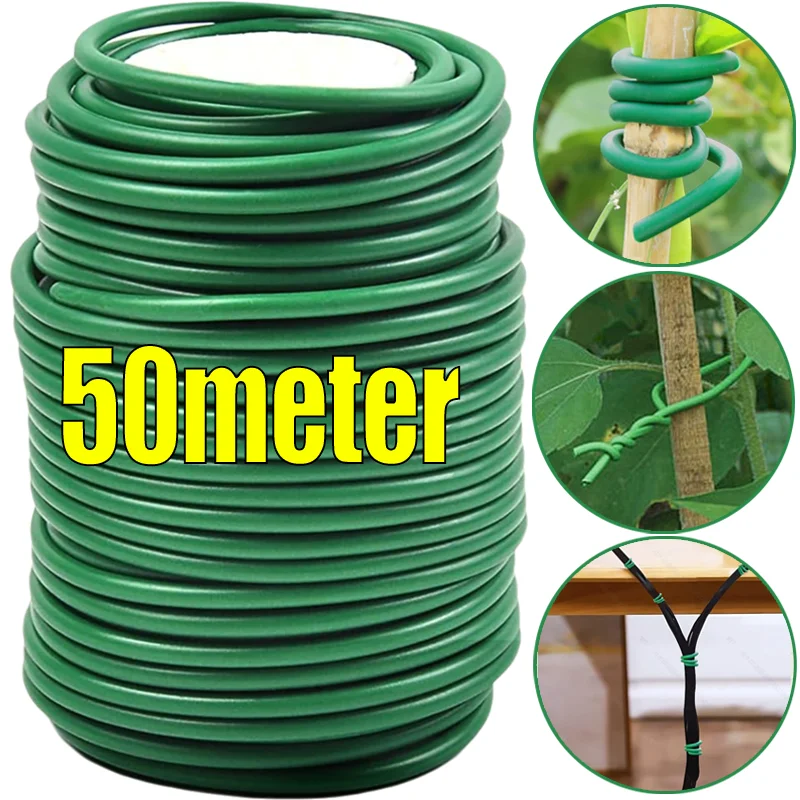 Spago per piante da giardino Fascette verdi Fascette flessibili Supporto per vite flessibile Fascette twist Rami di piante riutilizzabili Filo di acciaio rivestito in gomma