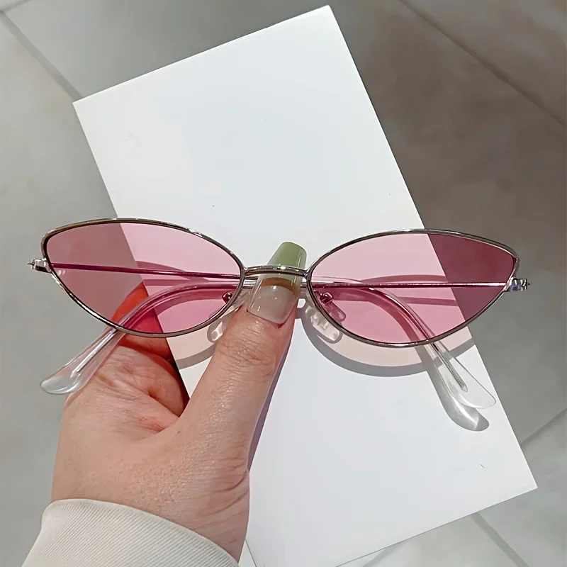 New women's cat's eye style fashion glasses, small metal frame, decorative glassesppp