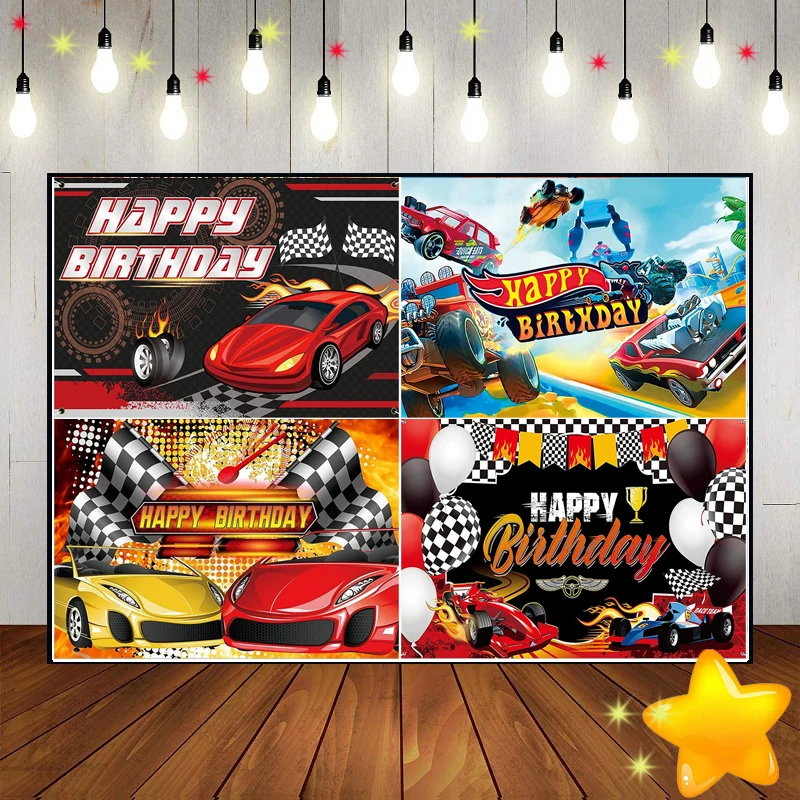 Hot Car Photography Backdrops Banner Background Birthday Decoration Competition Baby Shower Cartoon Custom Backdrop Party Photo