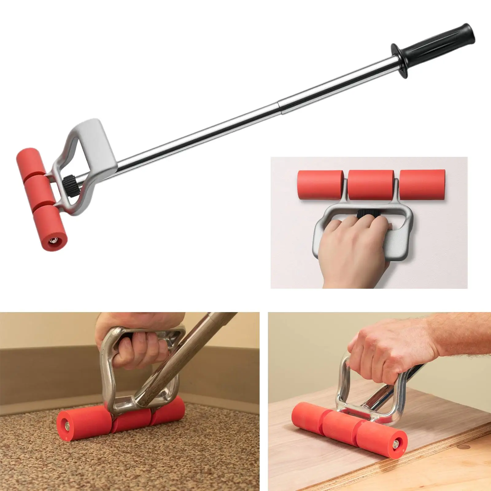 

Flooring Seam Press Roller Extendable Rubber Handle Wall Carpet Tile Rolling Tool for Professional Installers