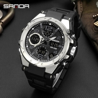SANDA Digital Watch Men Military Date Sport Chronograph Quartz Wristwatch Original 50m Waterproof Male Electronic Clock New 6008