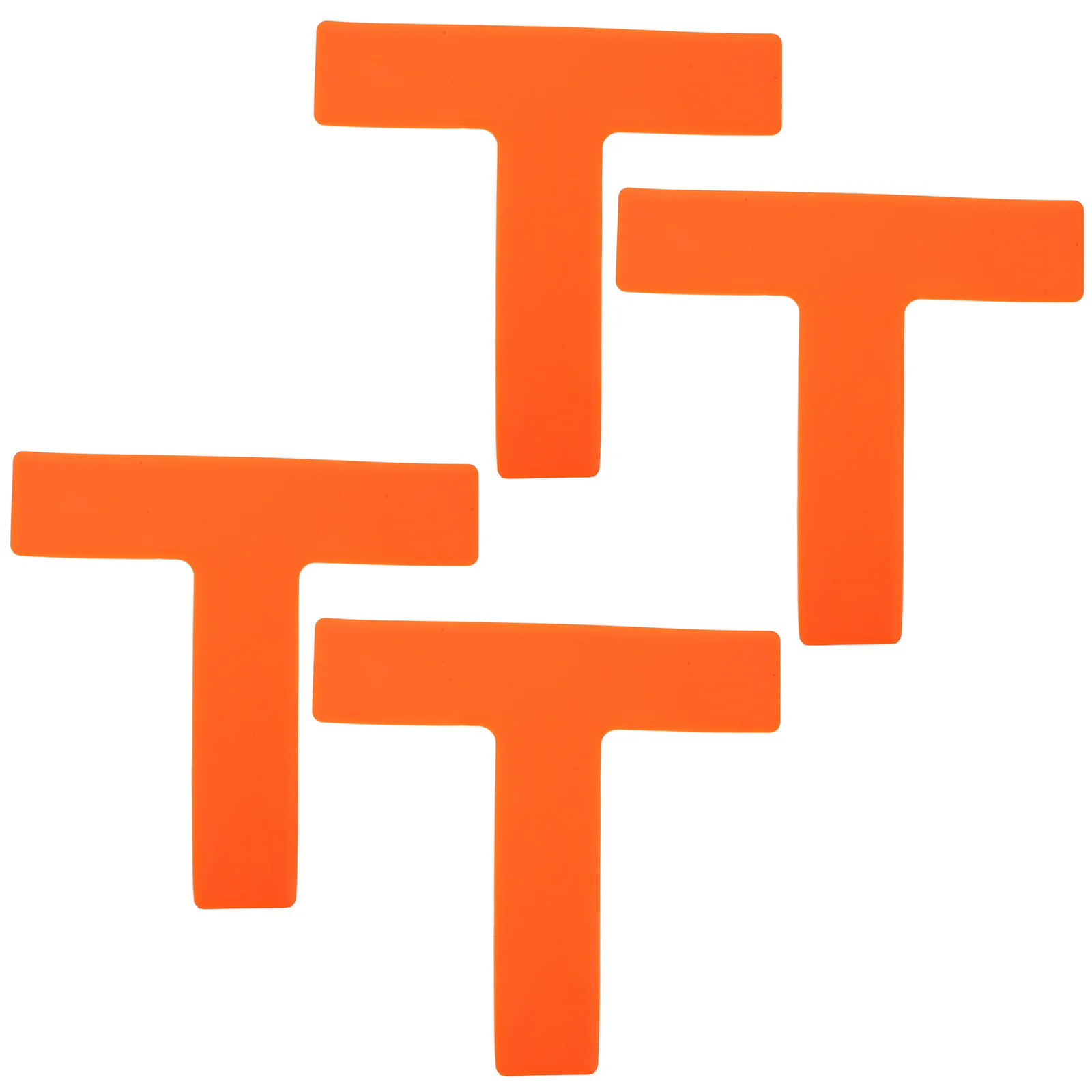 

4Pcs Flat T Shape Court Markers Orange Floor Pads Soccer Basketball Tennis Training Boundary Spot Flat Agility Mat for Drills