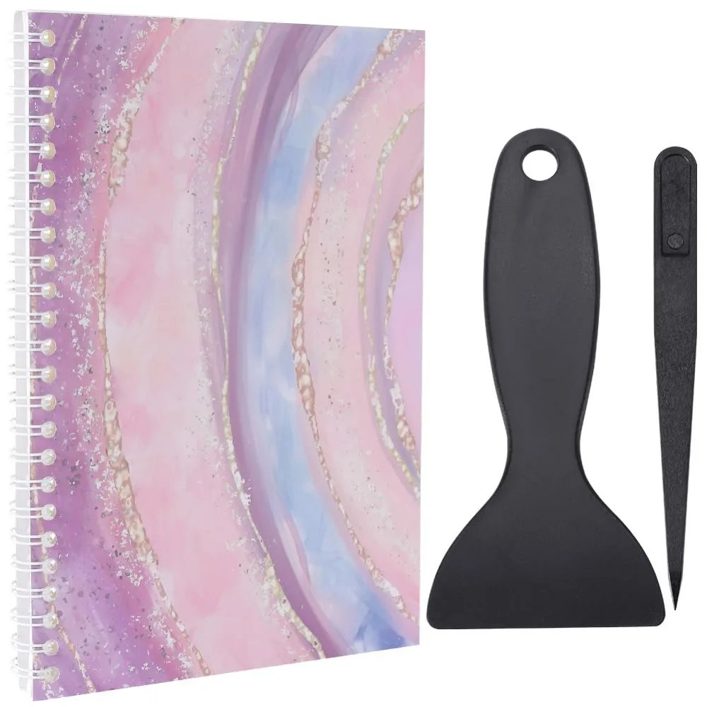 

A5 Size Reusable Sticker Book Collecting Tie-dye with Tweezer and Scraper Blank Stickers Album Keeper Holder Organizer