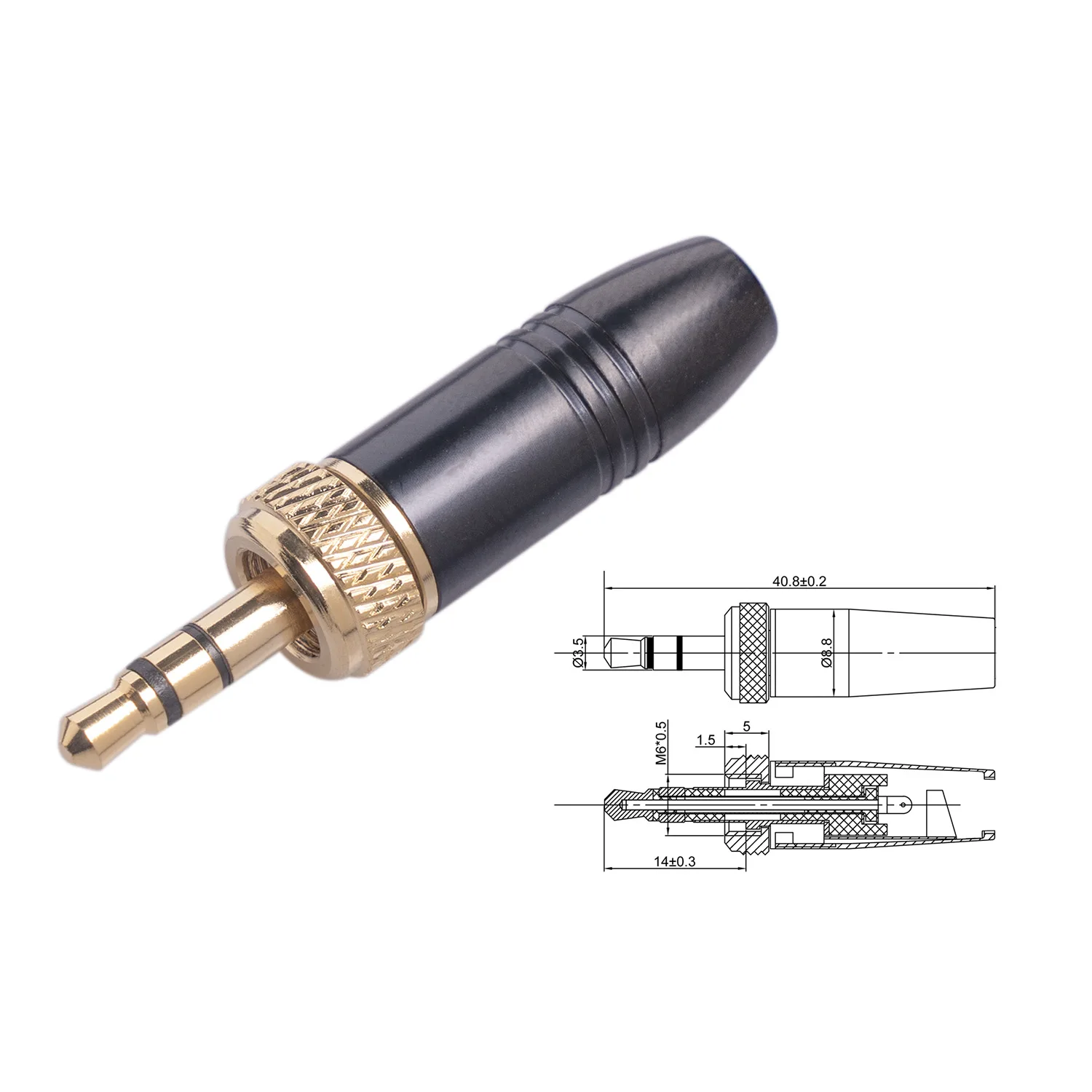 Suitable for Sony/Senhai Little Bee wireless microphone 3.5mm microphone DIY plug with M6 internal thread