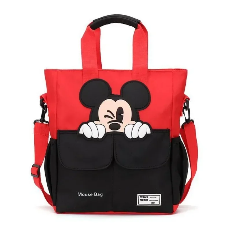 2024 New Disney Mickey Cartoon Print Children\'s Tutorial Bag Primary School Handbag Large Capacity Shoulder Messenger Bag