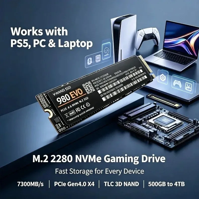 New 980 EVO TLC 3D NAND M.2 2280 NVMe SSD Internal Solid State Drive 7300MB/s 500GB-4TB For PS5 Gaming Desktop Laptop PC Storage