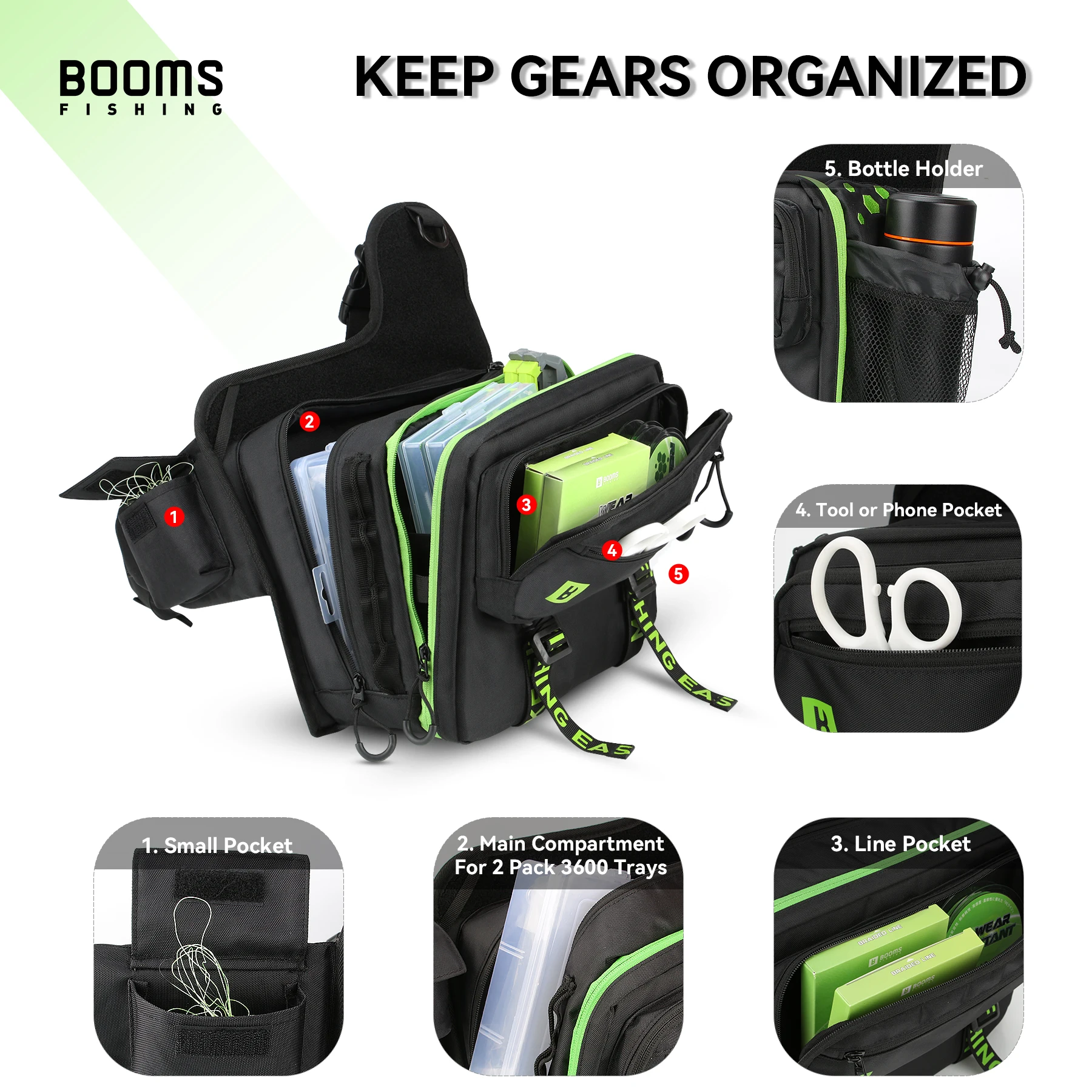 Booms Fishing IB1 Angeltasche, hohe Kapazität, Tackle-Aufbewahrungstaschen, großer Meer-Süßwasser-Rucksack, Karpfenangeln, professionelle Geräte – Detail 4