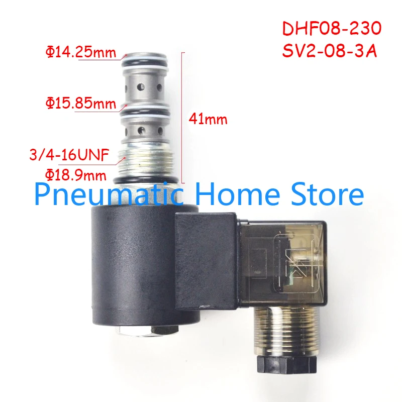 2 Position 3 Way SV2-08-3A Valve Block Threaded Cartridge Solenoid Valve DHF08-230