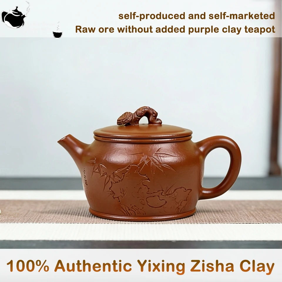 Yixing handmade purple clay teapot, original mine red clay, smooth water flow, no additives, gongfu tea set Chinese-style teapot