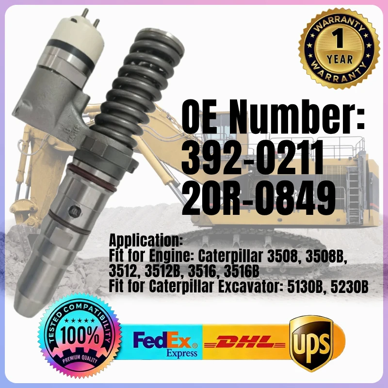 Fuel Injector 392-0211 20R-0849 3920211 20R0849 for Caterpillar CAT Engine 3512B 3516B Excavator 5130B 5230B