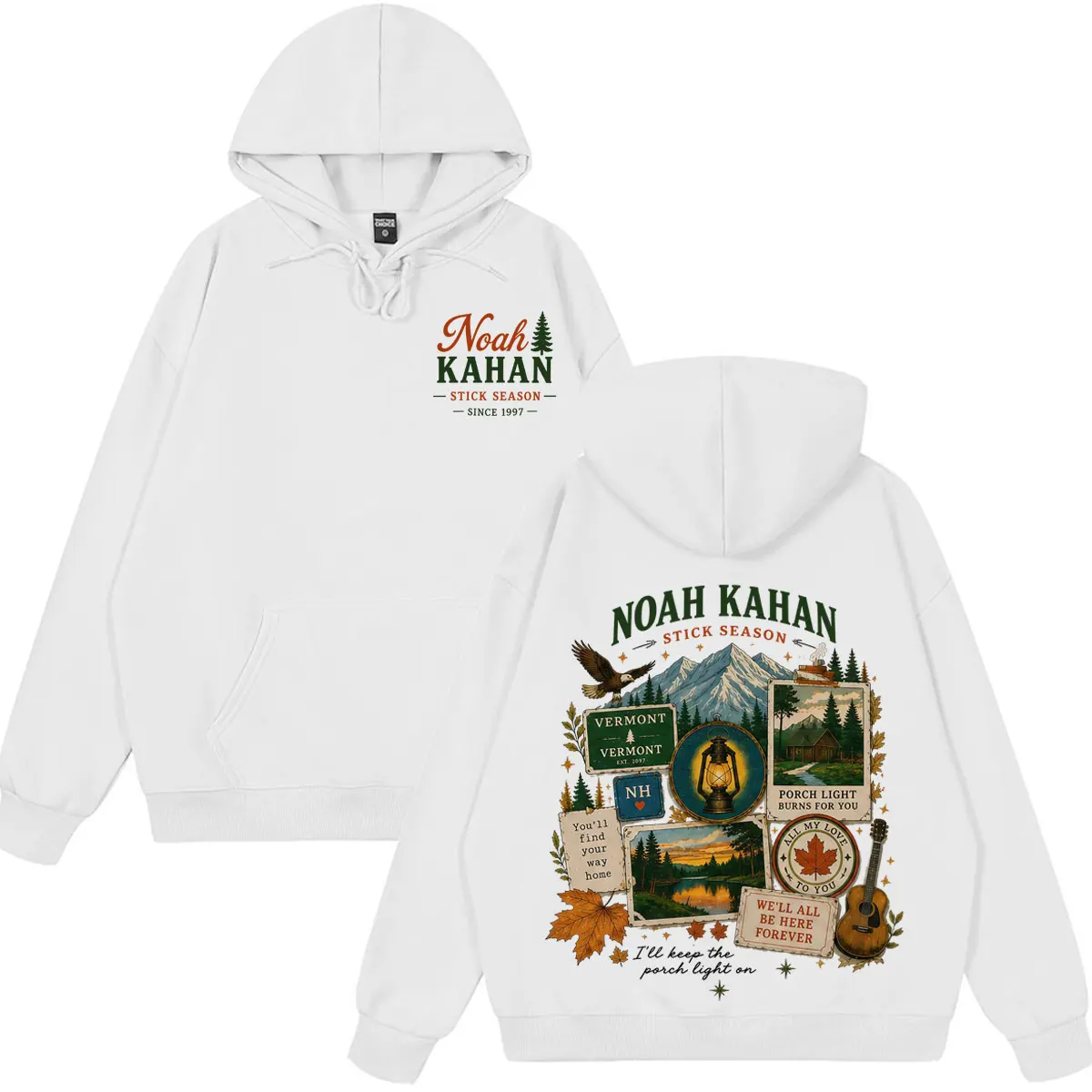 Noah Kahan The Great Divide Tour 2026 Grafikdruck-Hoodie für Herren und Damen, Hip-Hop-Sweatshirt mit langen Ärmeln, lässiger, übergroßer Pullover – Detail 3