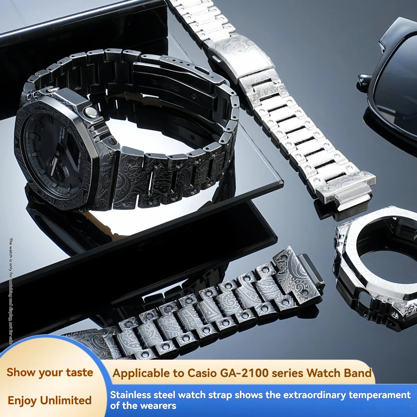 For Casio modified farmhouse oak GA-2100/B2100 metal case strap, stainless steel cashew flower accessories, stainless steel set
