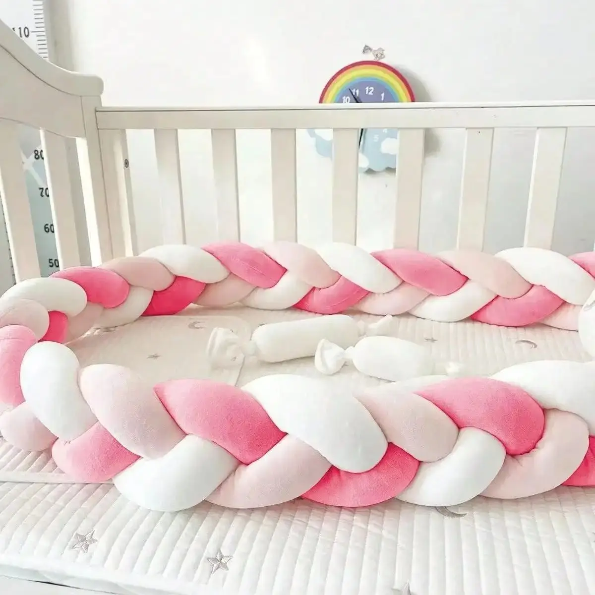 Widen Baby Bumper Bed Braid Knot Pillow Cushion Bumper for Infant Crib Protector Cot Bumper Room Decor Crib Bedding Set