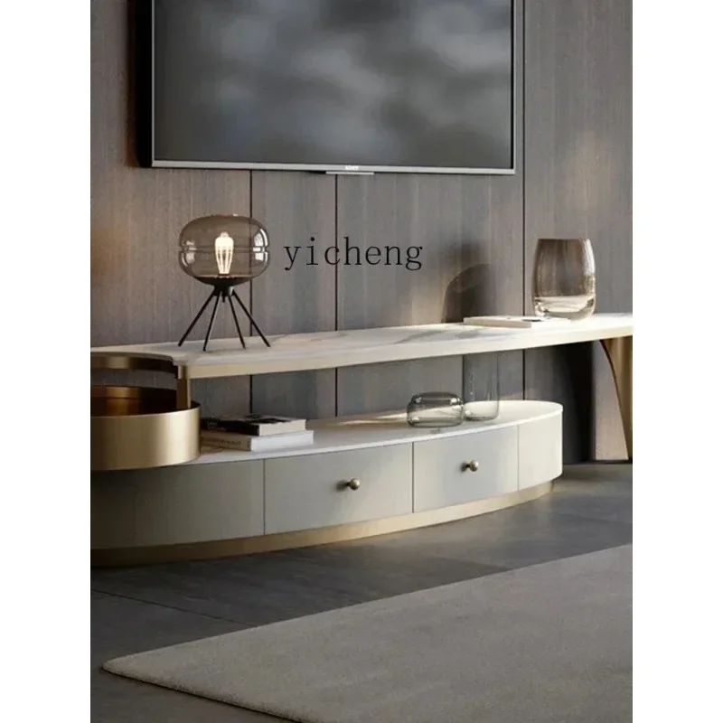 GZ-1    Coffee Table Combination Floor Cabinet With Drawers Rock Slab Telescopic TV Cabinet