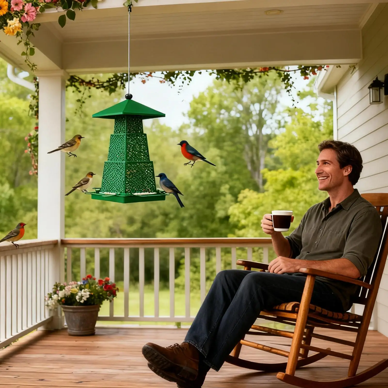 Wild Bird Feeders Chew-Proof Weatherproof With Square Tray Humming Bird Feeder Outdoor Decor For Hummingbird Chickadee Garden
