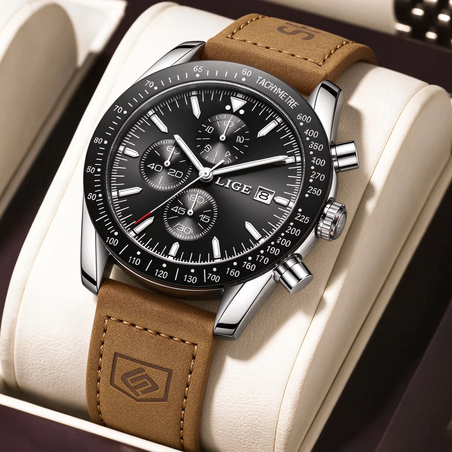 LIGE 2026 Men's Watch Top Brand Luxury Business Leather Quartz Watch Casual Men's 30M Waterproof Watch Relogio Masculino