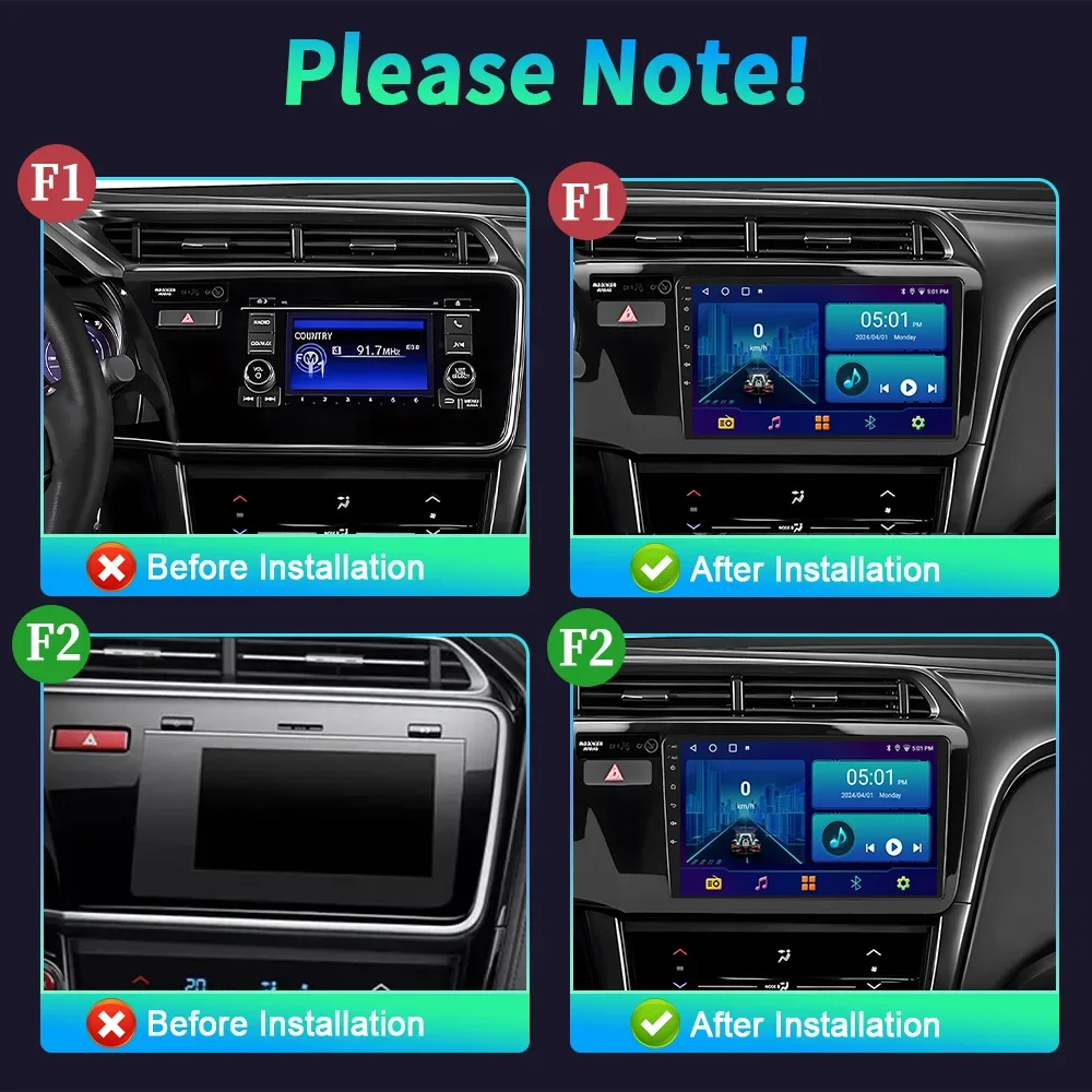 For Honda City 2014-2017 Left Hand Drive Car Radio Central Multimedia Navigation Wireless Carplay 4G GPS Android Stereo Screen