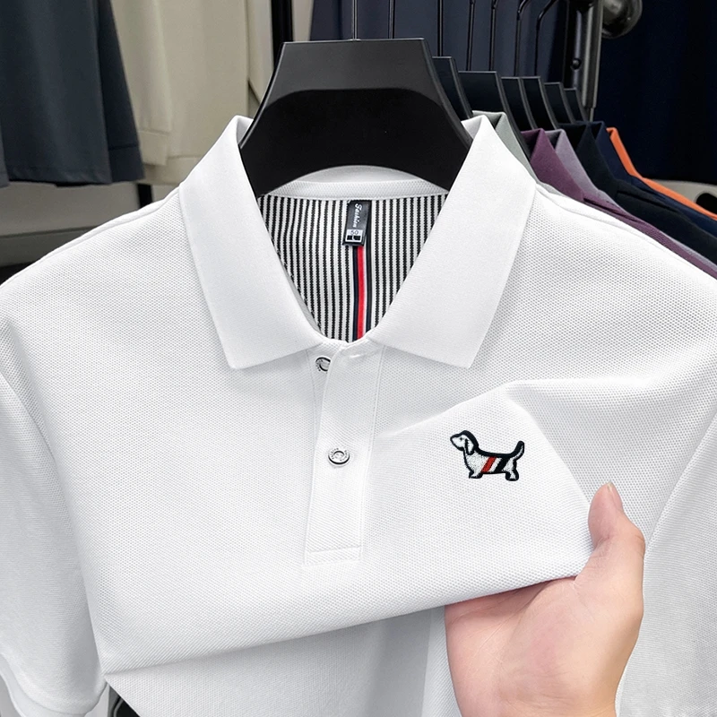 

Quality Luxury 100Cotton Men's Polo Shirt Lapel Short Sleeve T-Shirt Summer New Exquisite Print Skin Friendly Fashion Menswear