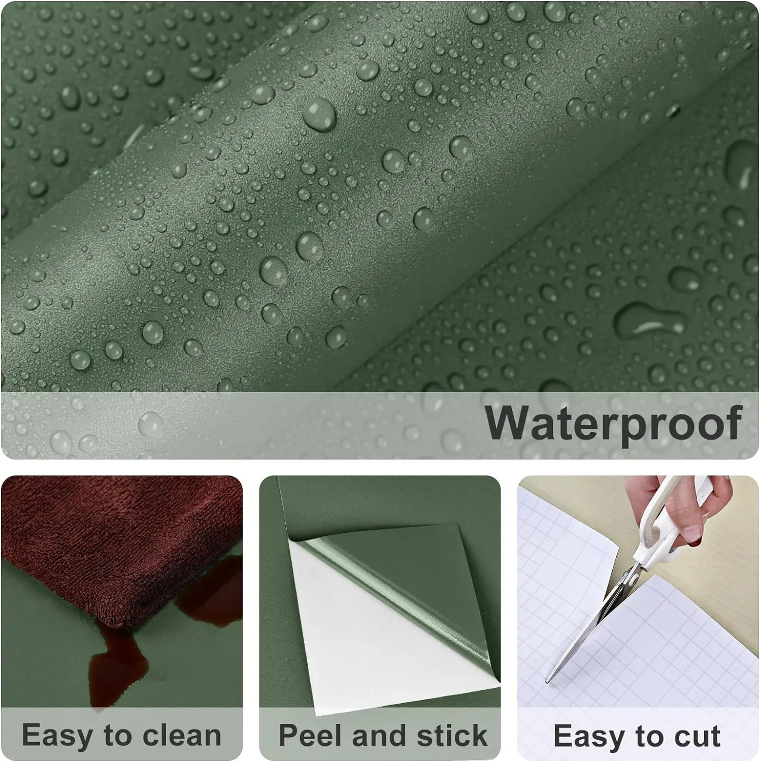 6M Green Wallpaper Peel and Stick Modern Solid Contact Paper for Cabinets Bedroom Wall Waterproof Self Stick Wall Paper Decor